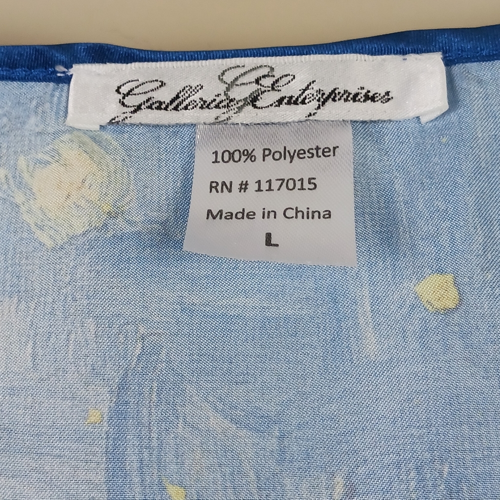 GALLERIA ENTERPRISE| Artsy City Cafe Print Slip Dress Lightweight Size Large - Picture 10 of 10